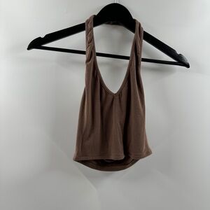 White Fox Brown Halter Top Women’s Size Small